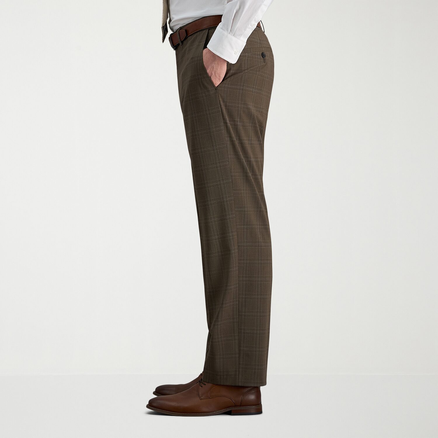Haggar JMH Mens Stretch Fabric Classic Fit Plaid Flat Front Suit Pant