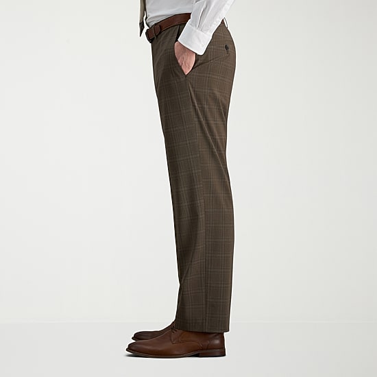 Haggar JMH Mens Stretch Fabric Classic Fit Plaid Flat Front Suit Pant