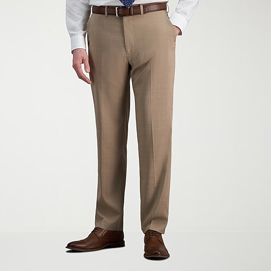 Haggar Smart Wash Mens Stretch Fabric Classic Fit Plaid Flat Front Suit Pant