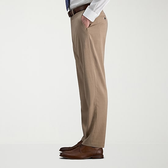 Haggar Smart Wash Mens Stretch Fabric Classic Fit Plaid Flat Front Suit Pant