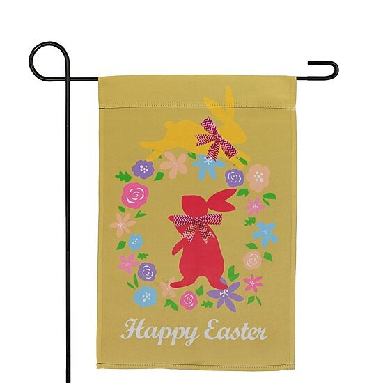 Northlight 18" Hopping Bunnies Happy Floral Outdoor Garden Flag