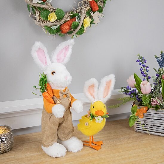 Northlight 10" Duckling With Rabbit Ears Floral Easter Figurine