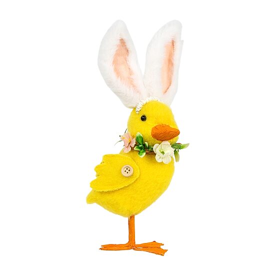 Northlight 10" Duckling With Rabbit Ears Floral Easter Figurine