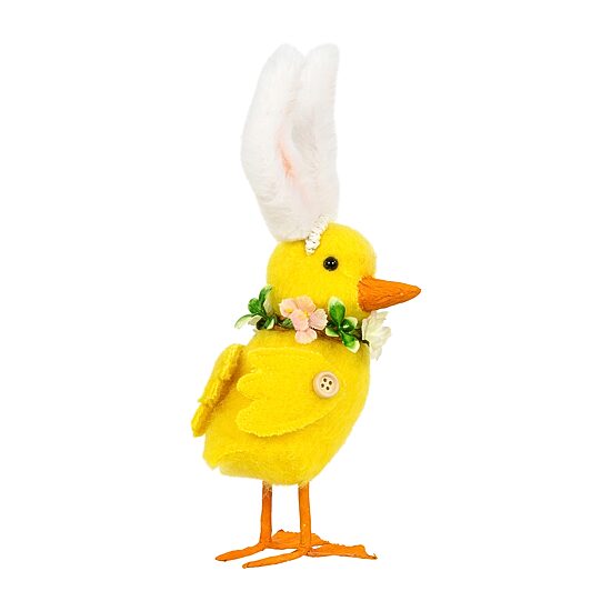 Northlight 10" Duckling With Rabbit Ears Floral Easter Figurine