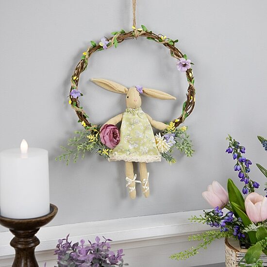 Northlight 10" Girl Bunny Artificial Floral Wreath