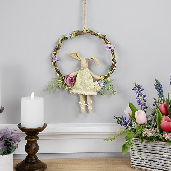 Northlight 10" Girl Bunny Artificial Floral Wreath