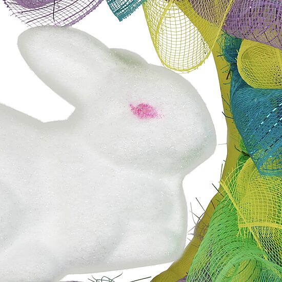 Northlight 24" Pastel Deco Mesh Ribbon Bunny Wreath
