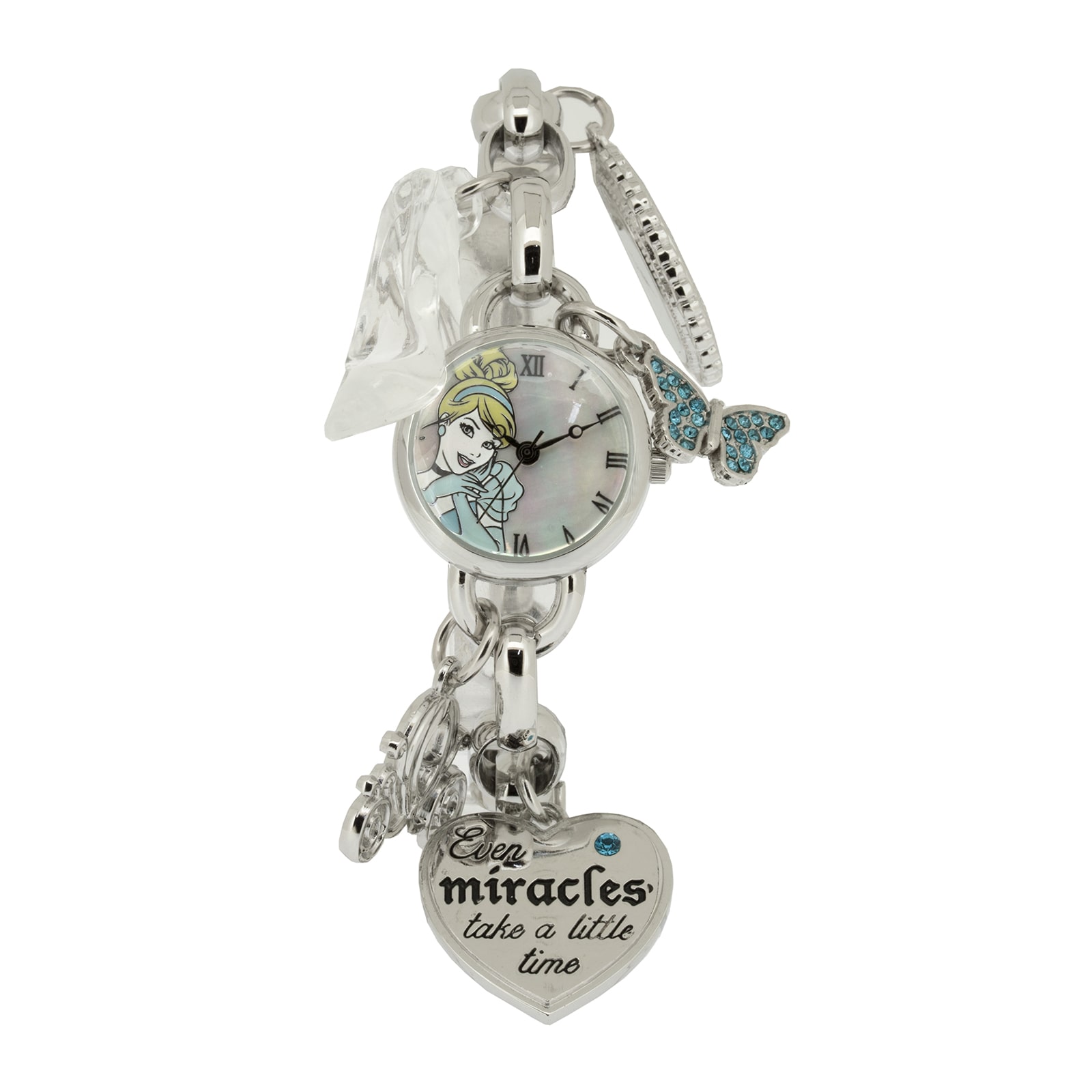 Disney Cinderella Womens Crystal-Accent Bracelet Watch with Charms