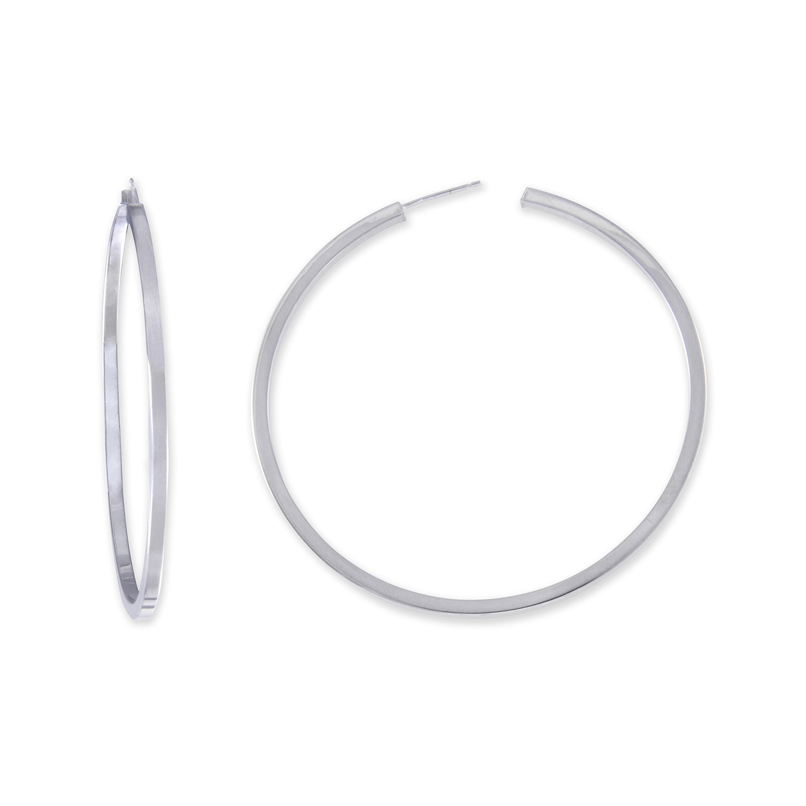 Sterling Silver 50mm Square-Edge Hoop Earrings
