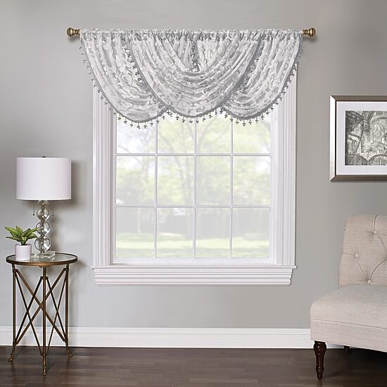 Regal Home Lombardi Floral Rod Pocket Waterfall Valance