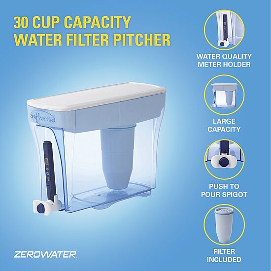 ZeroWater 30 Cup Ready Pour Water Filter Pitcher