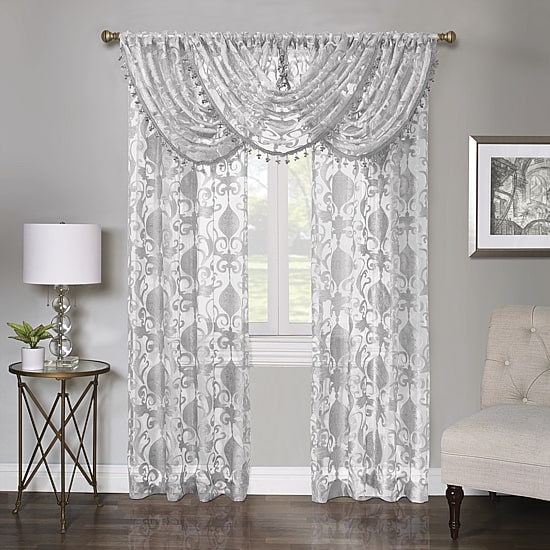 Regal Home Lombardi Floral Rod Pocket Waterfall Valance