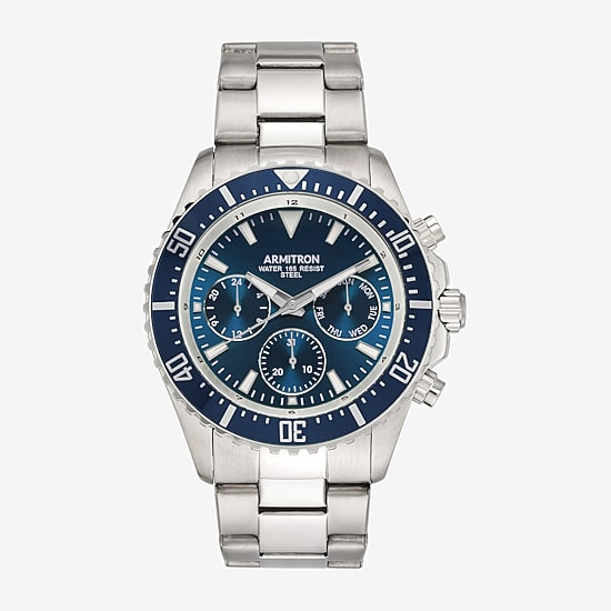 Armitron All Sport Mens Silver Tone Stainless Steel Bracelet Watch 20/5351nvsv