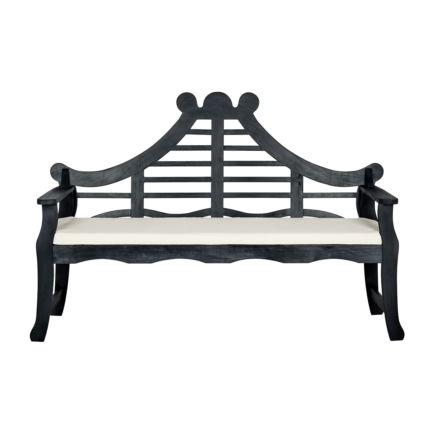Azusa Carved Detail Wood Patio Bench