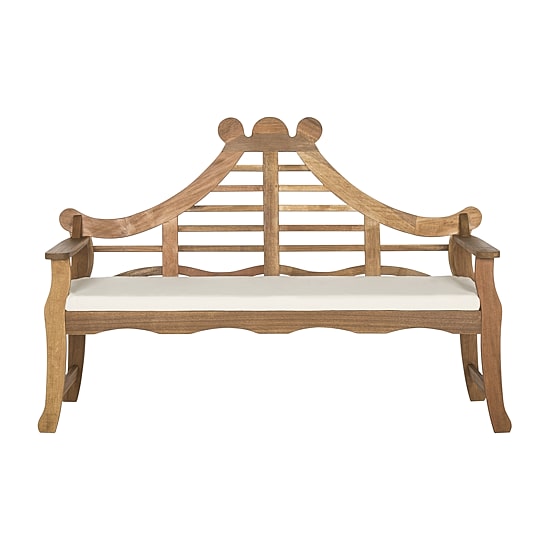 Azusa Carved Detail Wood Patio Bench