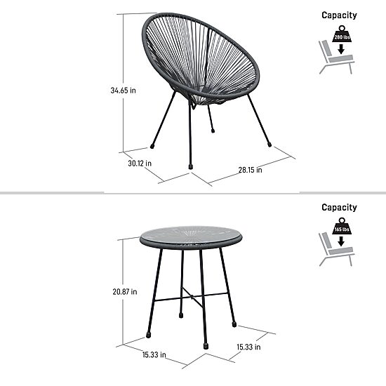 Sassio Outdoor And Patio Collection 3-pc. Conversation Set Weather Resistant