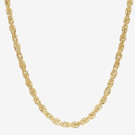 Unisex Adult 10K Gold 24 Inch Rope Chain Necklace