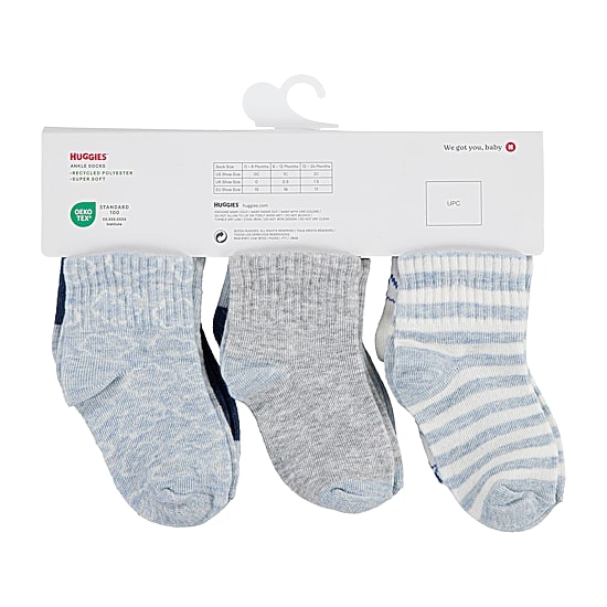 Huggies Baby Boys Multi-Pack 6 Pair Quarter Ankle Socks