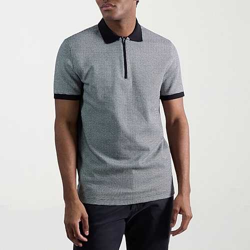 Haggar Premium Comfort Houndstooth Mens Regular Fit Short Sleeve Polo Shirt, Xx-large, Black
