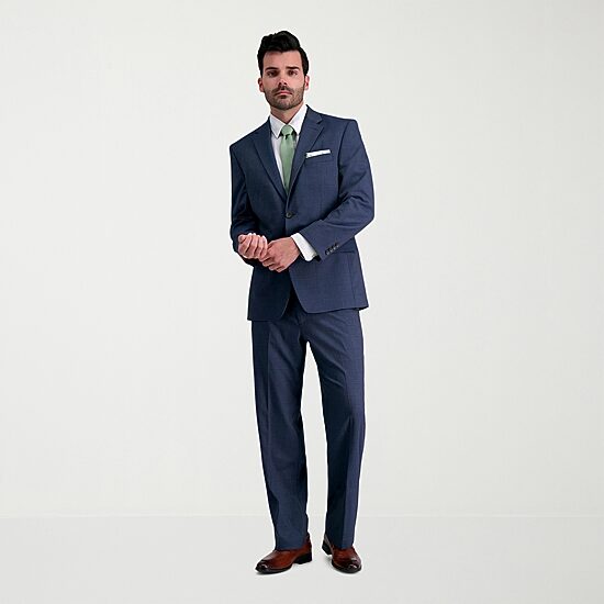 Haggar JMH Sharkskin Mens Stretch Fabric Classic Fit Windowpane Suit Separates