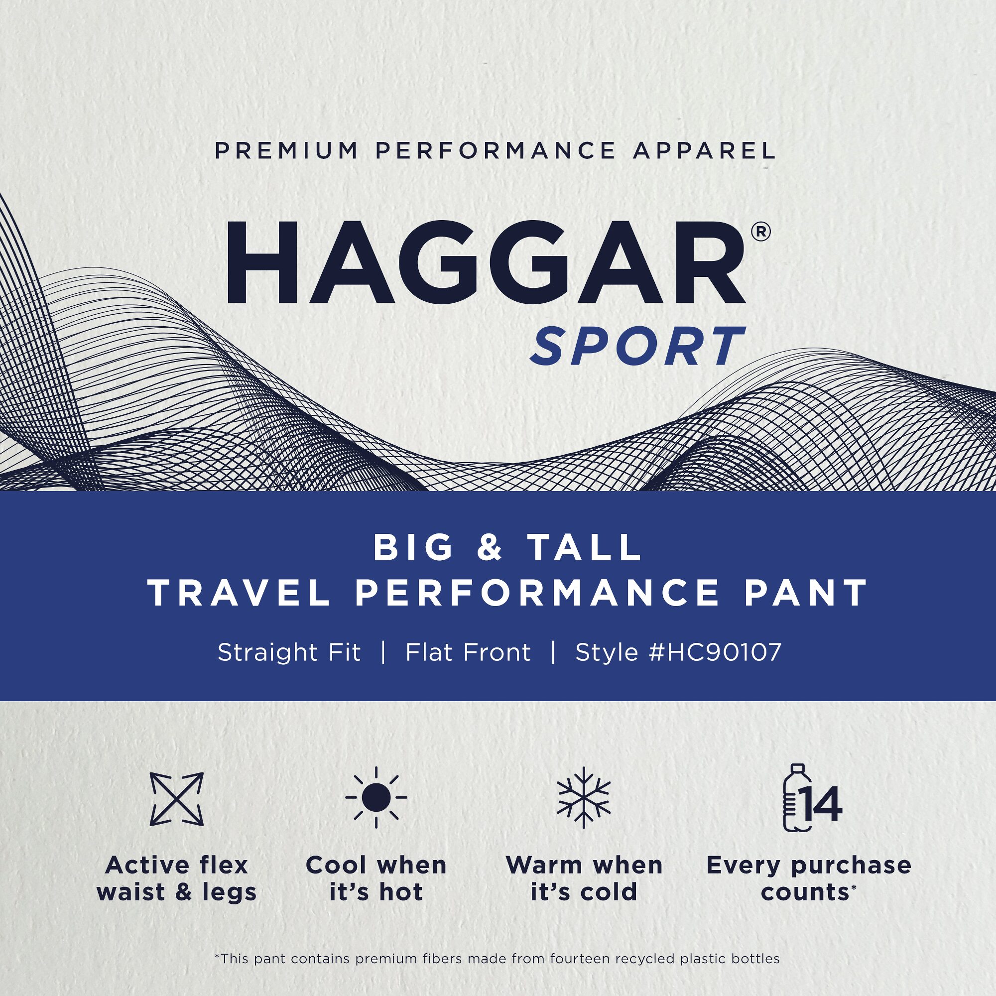 Haggar Sport Travel Performance Mens Straight Fit Big and Tall Flat Front Pant