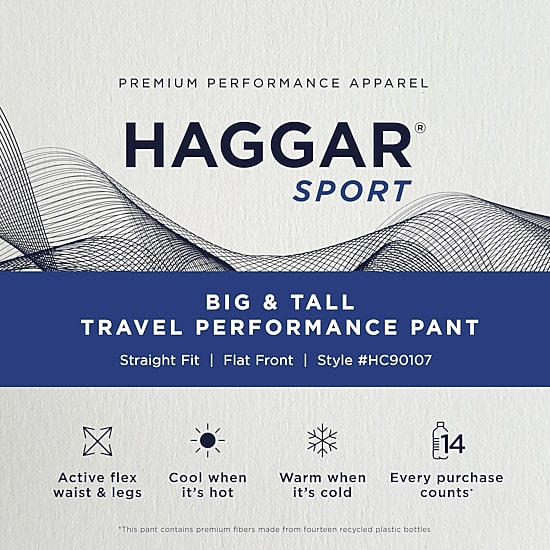 Haggar Sport Travel Performance Mens Straight Fit Big and Tall Flat Front Pant