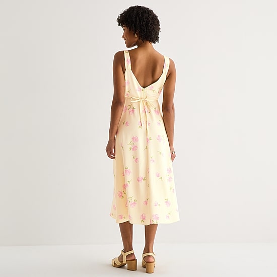 by&by Womens Juniors Sleeveless Floral Midi Slip Dress