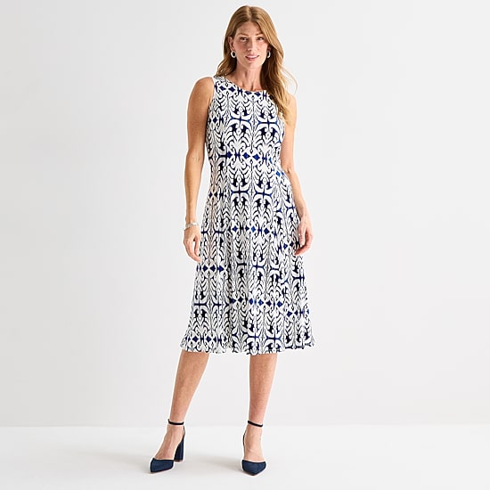 Danny & Nicole Womens Midi Damask Jacket Dress