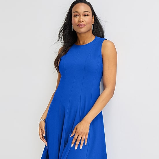 Danny & Nicole Womens Round Neck Sleeveless Fit + Flare Dress