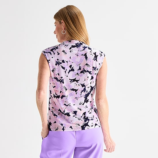 Black Label by Evan-Picone Womens Cowl Neck Short Sleeve Blouse