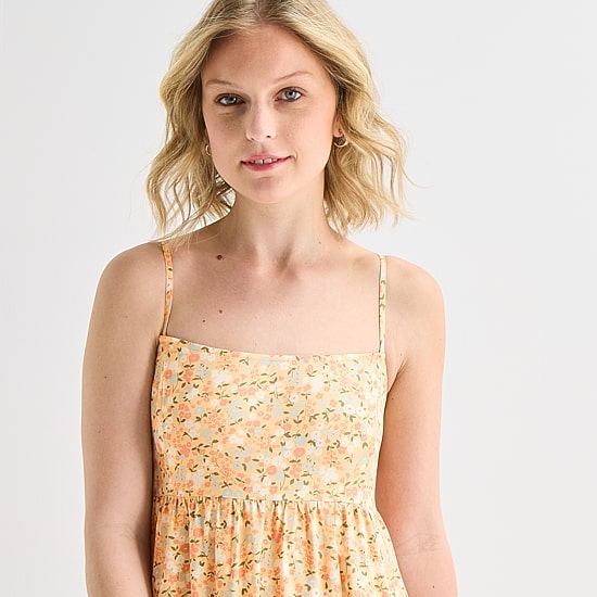 Hurley Womens Juniors Straight Neck Sleeveless Sundress