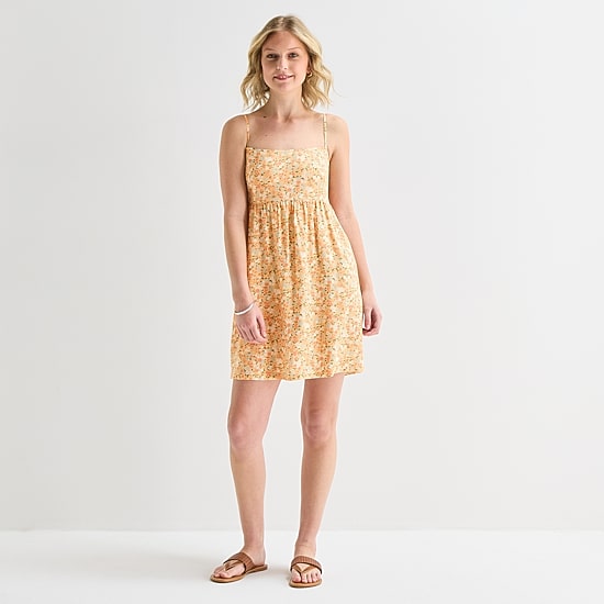 Hurley Womens Juniors Straight Neck Sleeveless Sundress