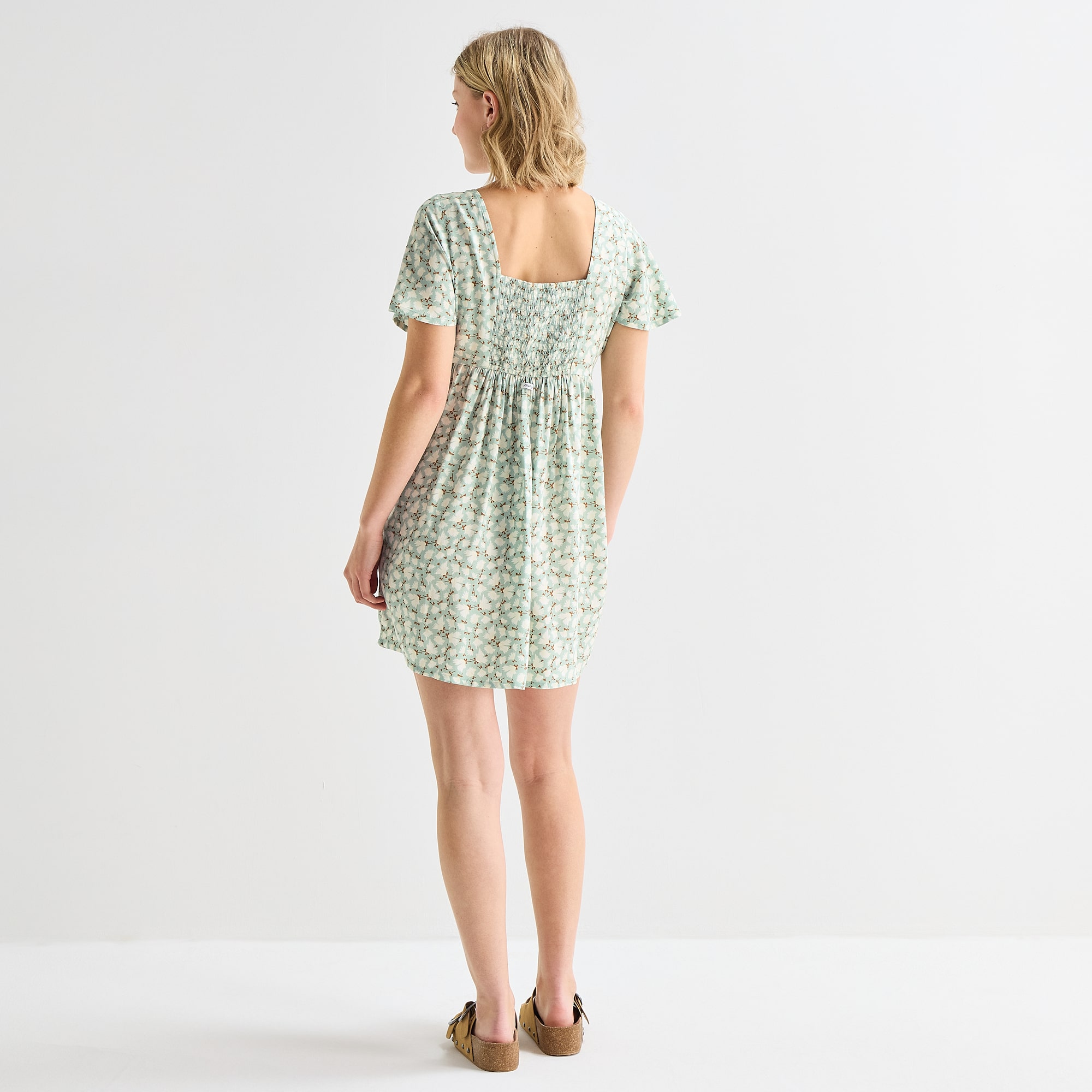 Hurley Womens Juniors Scoop Neck Short Sleeve Floral Fit + Flare Dress