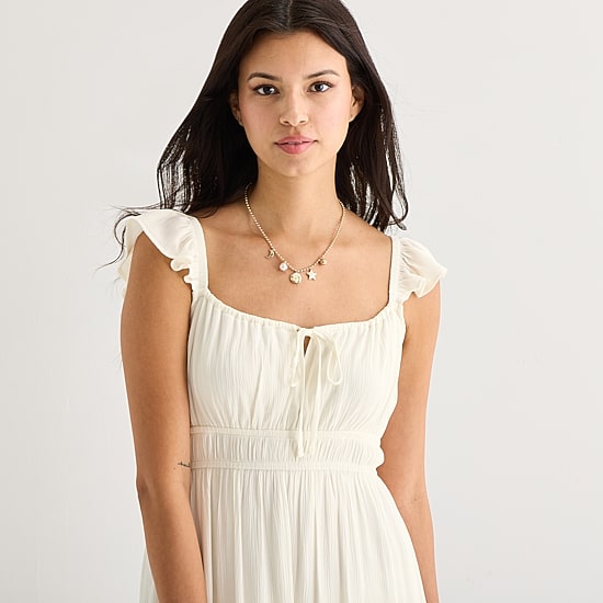 Arizona Womens Juniors Midi Square Neck Sleeveless Peasant Dress
