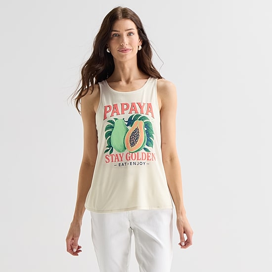 St. John's Bay Womens Round Neck Sleeveless Tank Top