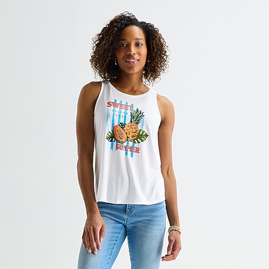 St. John's Bay Womens Round Neck Sleeveless Tank Top
