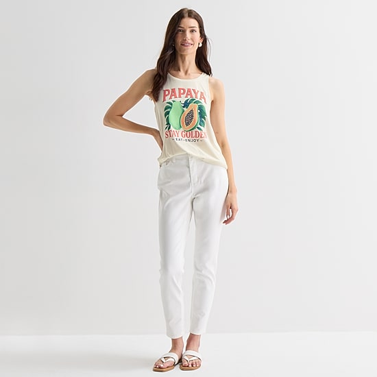 St. John's Bay Womens Round Neck Sleeveless Tank Top