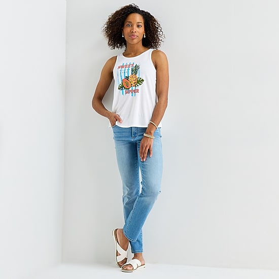 St. John's Bay Womens Round Neck Sleeveless Tank Top