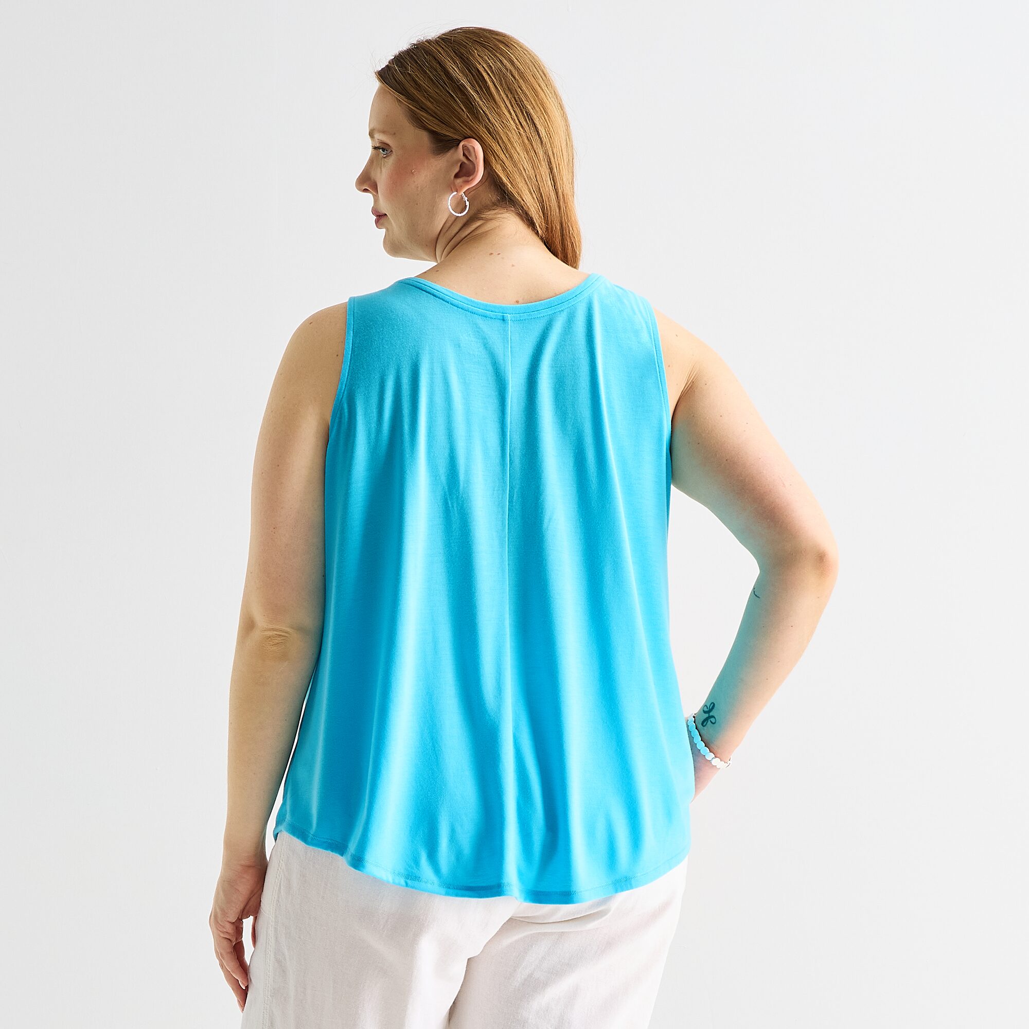 St. John's Bay Womens Plus Round Neck Sleeveless Tank Top