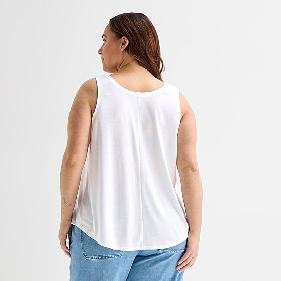 St. John's Bay Womens Plus Round Neck Sleeveless Tank Top