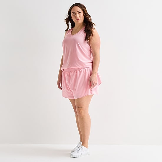 Xersion Ruffle Womens 3 1/4" Mid Rise Plus Running Short