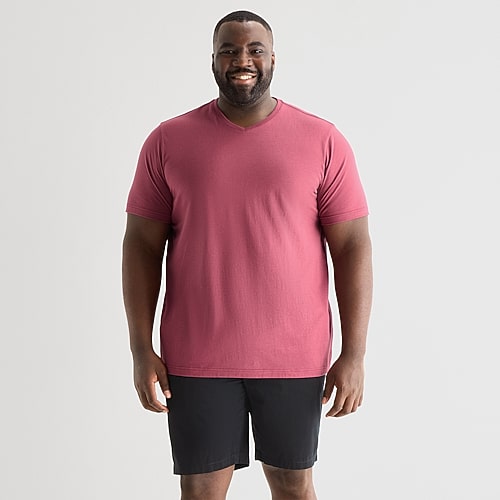 St. John's Bay Super Soft Mens V Neck Short Sleeve Quick Dry Big and Tall T-Shirt, 5x-large Tall, Red