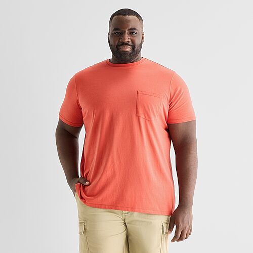 St. John's Bay Super Soft Pocket Mens Crew Neck Short Sleeve Quick Dry Stretch Fabric Big and Tall T-Shirt, 4x-large, Red