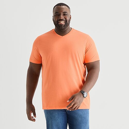 St. John's Bay Super Soft Mens V Neck Short Sleeve Quick Dry Big and Tall T-Shirt, 5x-large Tall, Orange