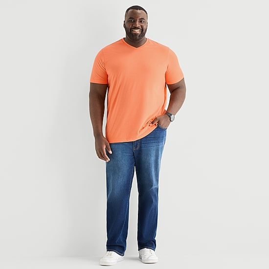 St. John's Bay Super Soft Mens V Neck Short Sleeve Quick Dry Big and Tall T-Shirt