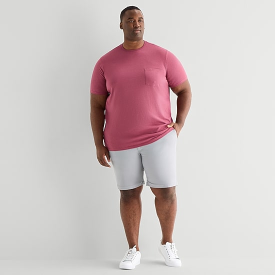 St. John's Bay Super Soft Pocket Mens Crew Neck Short Sleeve Quick Dry Stretch Fabric Big and Tall T-Shirt