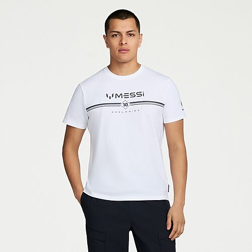 MESSI Collection Mens Round Neck Short Sleeve Regular Fit Graphic T-Shirt, X-large, White