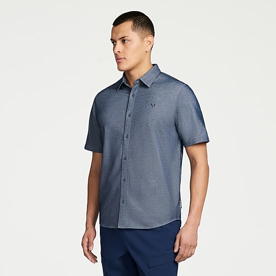 MESSI Collection Mens Short Sleeve Regular Fit Button-Down Shirt