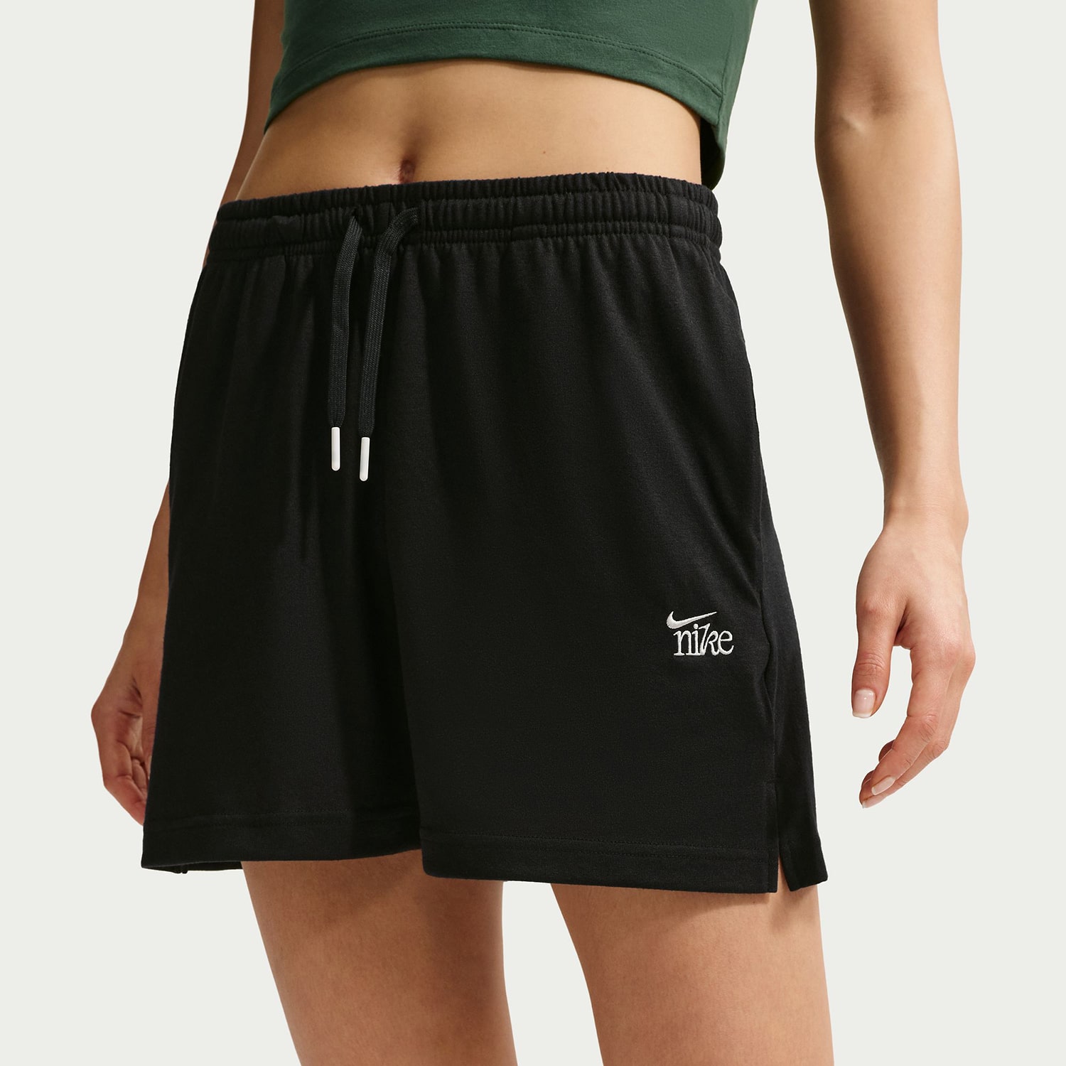 Nike Womens 4" Mid Rise Moisture Wicking DRAWSTRING WAIST Active Pull-On Short