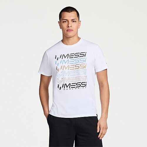 MESSI Collection Mens Round Neck Short Sleeve Regular Fit Graphic T-Shirt, Xx-large, White